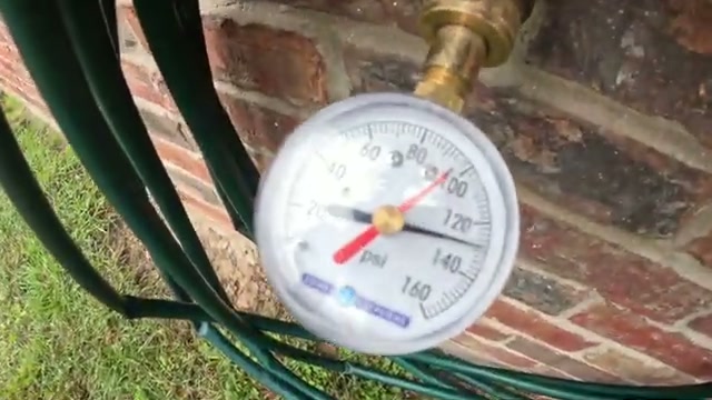 Pressure gauge reading over 120 PSI at the hose bib — Lampasas TX water heater call